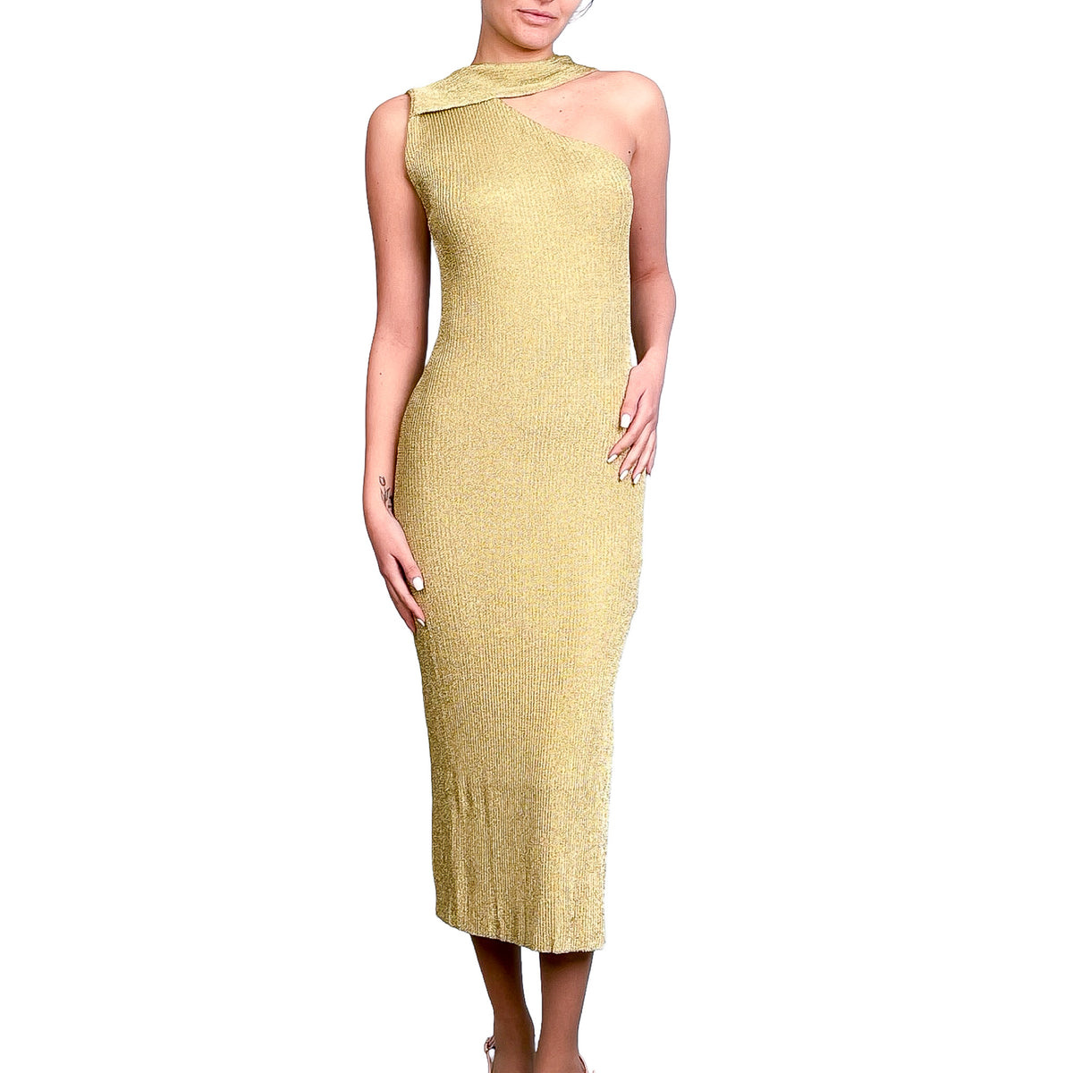 karl lagerfeld gold dress Lot 218